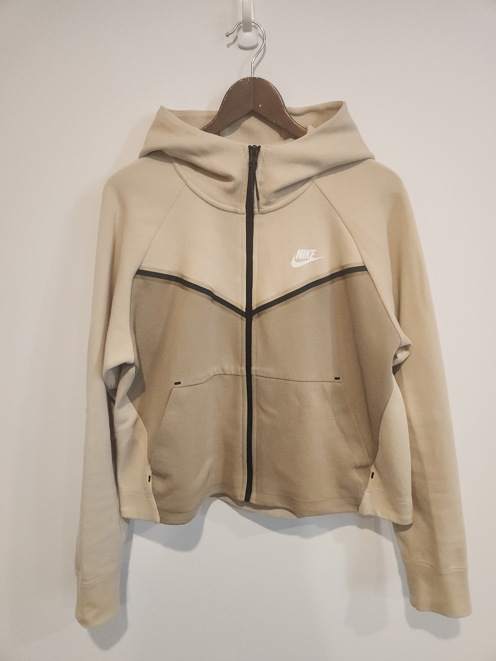 Nike Tech Women's Beige and Tan Full‑Zip Hoodie Jacket